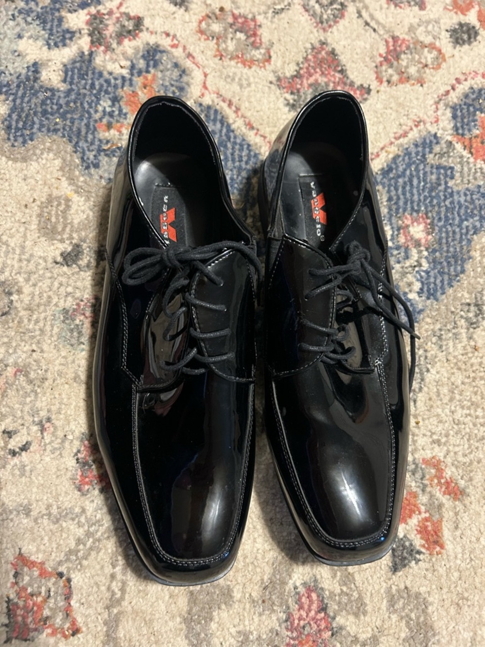 Classic Black Patent Lace-Up Vangelo Tux Shoes Sz 14